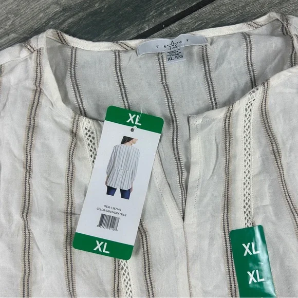 Fever Cream and Brown Striped Long Sleeve Top - Picture 4 of 12